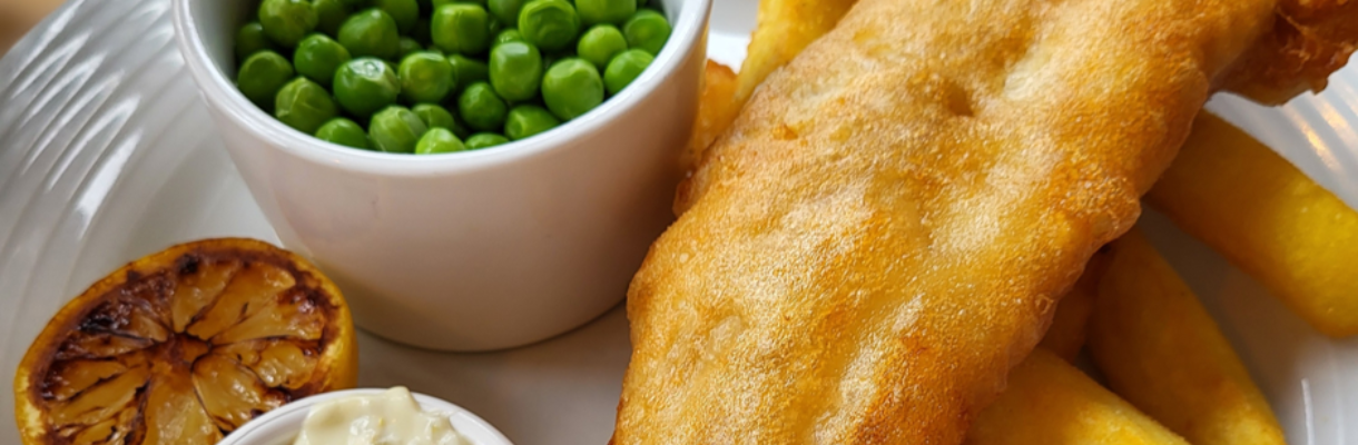 Closeup image of fish and chips